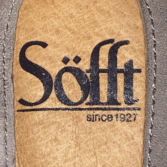 Sofft Gray Wedge Leather Suede Wo size 7 Back ankle zipper criss cross straps - Picture 2 of 12